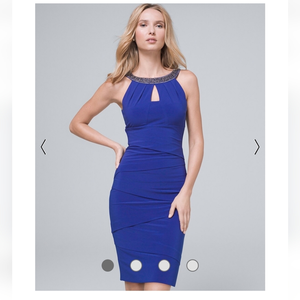 WHBM Instantly Slimming Beaded-Neck Sheath Dress